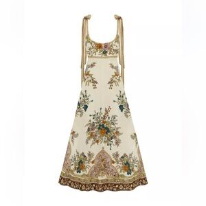 ALEMAIS
Antoinette Floral-print Linen Maxi Dress In Neutral
 Paisley size small